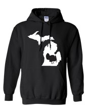 Load image into Gallery viewer, Pullover Hooded Sweatshirt Michigan Black Turkey Vibrant Design High Quality Tight Knit Ring Spun Low Maintenance Cotton Printed With The Newest Available Color Transfer Technology