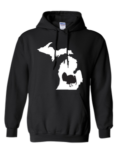 Pullover Hooded Sweatshirt Michigan Black Turkey Vibrant Design High Quality Tight Knit Ring Spun Low Maintenance Cotton Printed With The Newest Available Color Transfer Technology