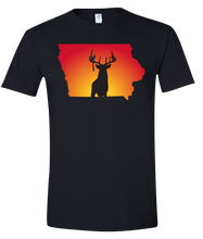 Load image into Gallery viewer, Short Sleeve T-Shirt Iowa Black Whitetail Deer Vibrant Design High Quality Tight Knit Ring Spun Low Maintenance Cotton Printed With The Newest Available Color Transfer Technology