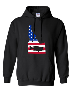 Pullover Hooded Sweatshirt Idaho Black Large Mouth Bass Vibrant Design High Quality Tight Knit Ring Spun Low Maintenance Cotton Printed With The Newest Available Color Transfer Technology