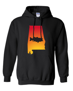 Pullover Hooded Sweatshirt Alabama Black Large Mouth Bass Vibrant Design High Quality Tight Knit Ring Spun Low Maintenance Cotton Printed With The Newest Available Color Transfer Technology