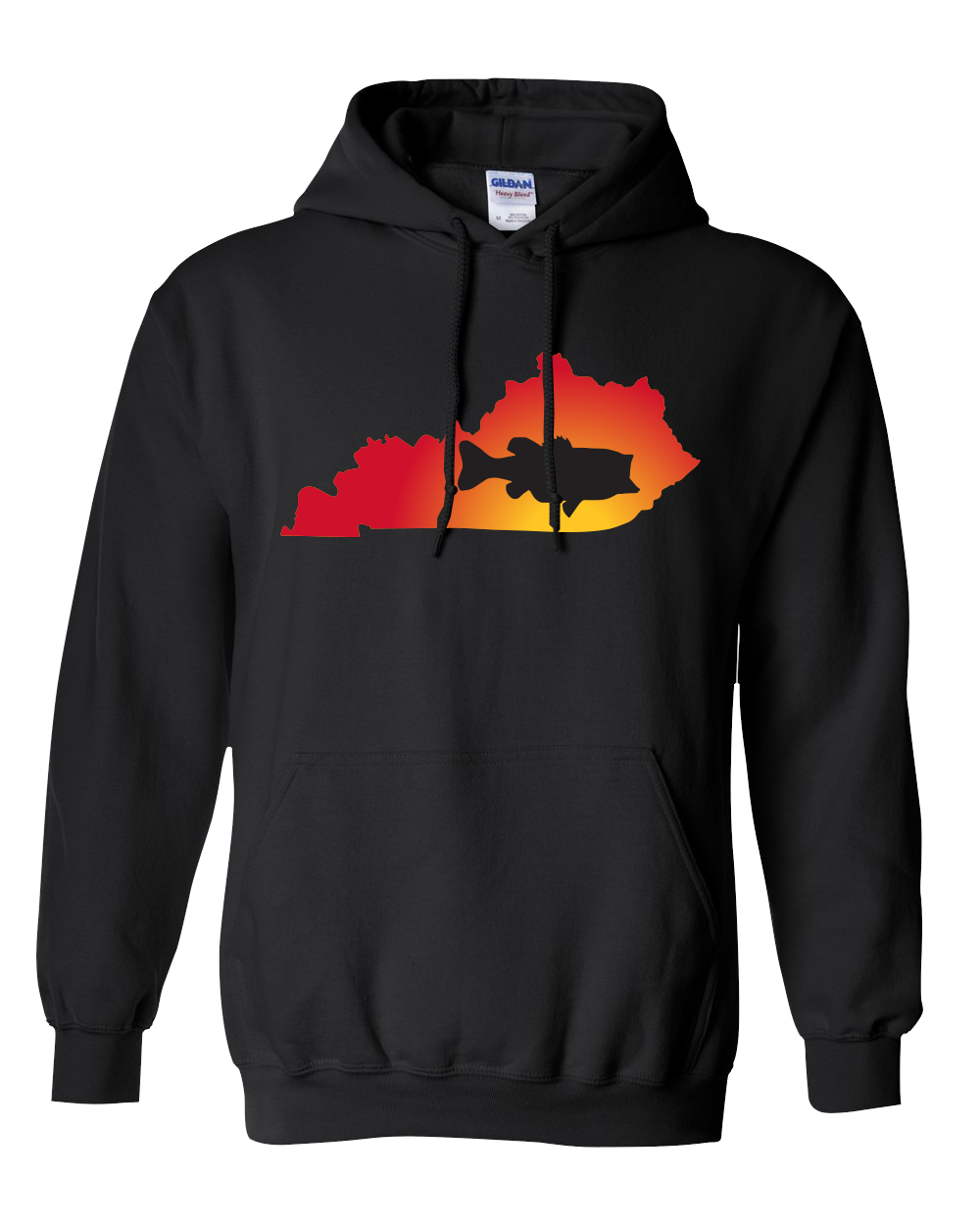 Pullover Hooded Sweatshirt Kentucky Black Large Mouth Bass Vibrant Design High Quality Tight Knit Ring Spun Low Maintenance Cotton Printed With The Newest Available Color Transfer Technology