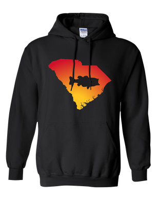 Pullover Hooded Sweatshirt South Carolina Black Large Mouth Bass Vibrant Design High Quality Tight Knit Ring Spun Low Maintenance Cotton Printed With The Newest Available Color Transfer Technology