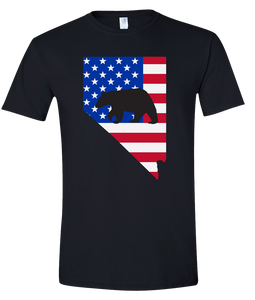 Short Sleeve T-Shirt Nevada Black Black Bear Vibrant Design High Quality Tight Knit Ring Spun Low Maintenance Cotton Printed With The Newest Available Color Transfer Technology