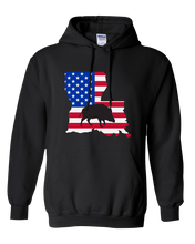 Load image into Gallery viewer, Pullover Hooded Sweatshirt Louisiana Black Wild Hog Vibrant Design High Quality Tight Knit Ring Spun Low Maintenance Cotton Printed With The Newest Available Color Transfer Technology