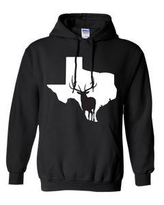 Pullover Hooded Sweatshirt Texas Black Elk Vibrant Design High Quality Tight Knit Ring Spun Low Maintenance Cotton Printed With The Newest Available Color Transfer Technology