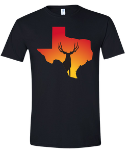 Short Sleeve T-Shirt Texas Black Mule Deer Vibrant Design High Quality Tight Knit Ring Spun Low Maintenance Cotton Printed With The Newest Available Color Transfer Technology