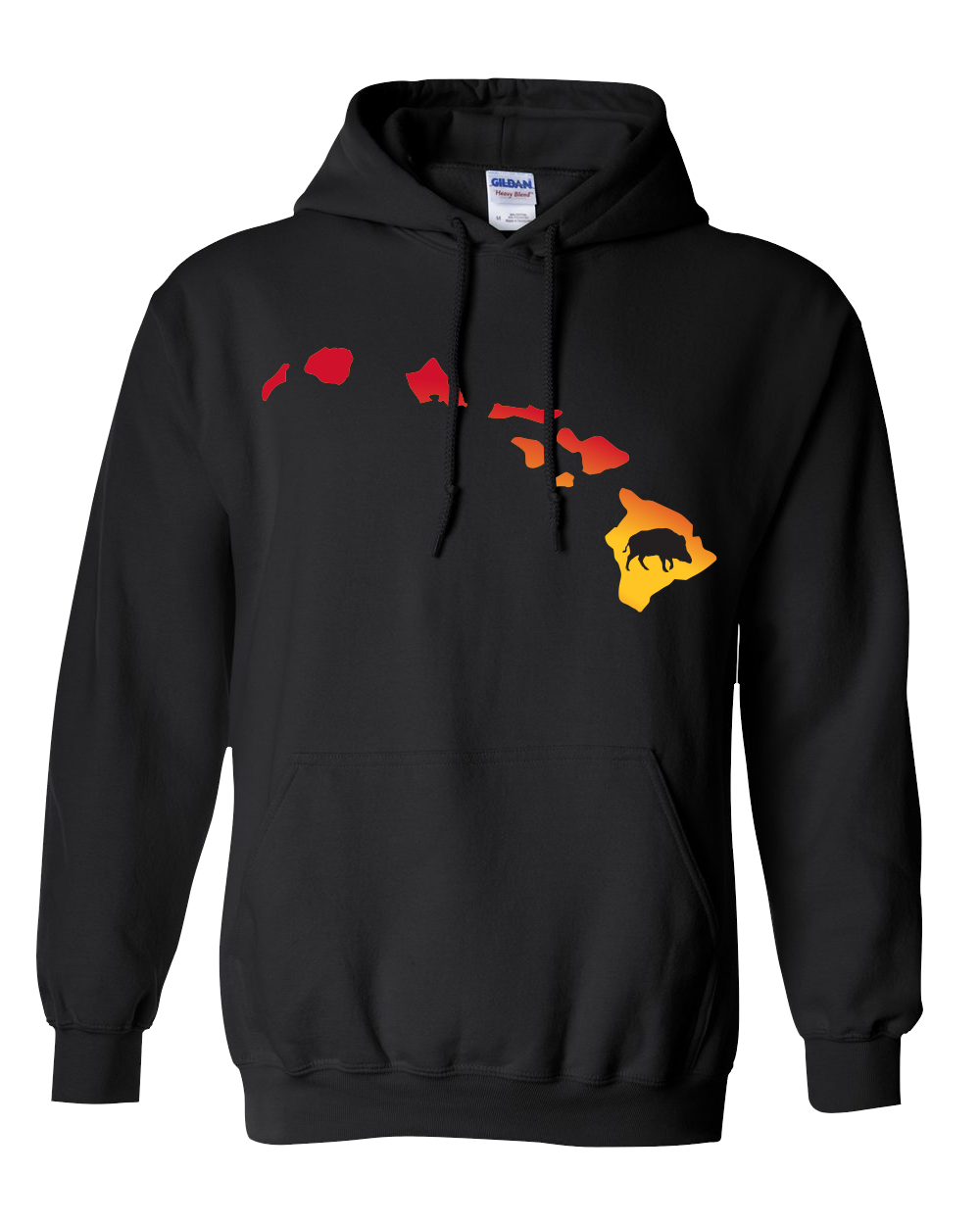 Pullover Hooded Sweatshirt Hawaii Black Wild Hog Vibrant Design High Quality Tight Knit Ring Spun Low Maintenance Cotton Printed With The Newest Available Color Transfer Technology