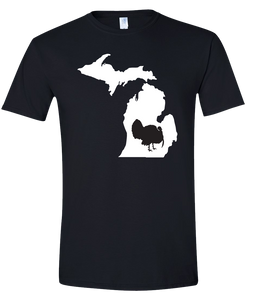Short Sleeve T-Shirt Michigan Black Turkey Vibrant Design High Quality Tight Knit Ring Spun Low Maintenance Cotton Printed With The Newest Available Color Transfer Technology