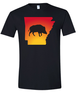 Short Sleeve T-Shirt Arkansas Black Wild Hog Vibrant Design High Quality Tight Knit Ring Spun Low Maintenance Cotton Printed With The Newest Available Color Transfer Technology