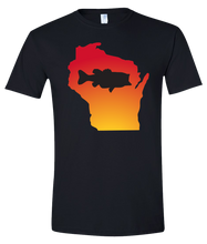 Load image into Gallery viewer, Short Sleeve T-Shirt Wisconsin Black Large Mouth Bass Vibrant Design High Quality Tight Knit Ring Spun Low Maintenance Cotton Printed With The Newest Available Color Transfer Technology
