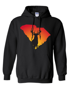 Pullover Hooded Sweatshirt South Carolina Black Whitetail Deer Vibrant Design High Quality Tight Knit Ring Spun Low Maintenance Cotton Printed With The Newest Available Color Transfer Technology