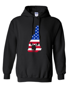 Pullover Hooded Sweatshirt New Hampshire Black Moose Vibrant Design High Quality Tight Knit Ring Spun Low Maintenance Cotton Printed With The Newest Available Color Transfer Technology