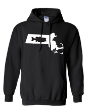 Load image into Gallery viewer, Pullover Hooded Sweatshirt Massachusetts Black Large Mouth Bass Vibrant Design High Quality Tight Knit Ring Spun Low Maintenance Cotton Printed With The Newest Available Color Transfer Technology