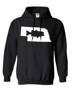 Pullover Hooded Sweatshirt Nebraska Black Large Mouth Bass Vibrant Design High Quality Tight Knit Ring Spun Low Maintenance Cotton Printed With The Newest Available Color Transfer Technology