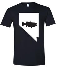 Load image into Gallery viewer, Short Sleeve T-Shirt Nevada Black Large Mouth Bass Vibrant Design High Quality Tight Knit Ring Spun Low Maintenance Cotton Printed With The Newest Available Color Transfer Technology