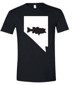 Short Sleeve T-Shirt Nevada Black Large Mouth Bass Vibrant Design High Quality Tight Knit Ring Spun Low Maintenance Cotton Printed With The Newest Available Color Transfer Technology
