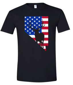 Short Sleeve T-Shirt Nevada Black Elk Vibrant Design High Quality Tight Knit Ring Spun Low Maintenance Cotton Printed With The Newest Available Color Transfer Technology