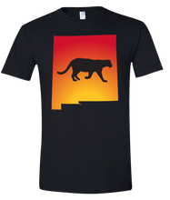 Load image into Gallery viewer, Short Sleeve T-Shirt New Mexico Black Mountain Lion Vibrant Design High Quality Tight Knit Ring Spun Low Maintenance Cotton Printed With The Newest Available Color Transfer Technology
