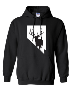 Pullover Hooded Sweatshirt Nevada Black Elk Vibrant Design High Quality Tight Knit Ring Spun Low Maintenance Cotton Printed With The Newest Available Color Transfer Technology