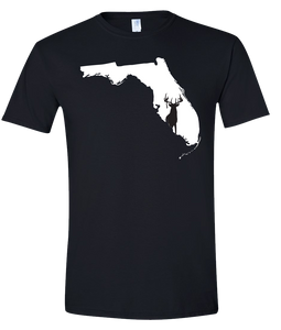 Short Sleeve T-Shirt Florida Black Whitetail Deer Vibrant Design High Quality Tight Knit Ring Spun Low Maintenance Cotton Printed With The Newest Available Color Transfer Technology