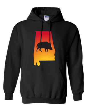 Pullover Hooded Sweatshirt Alabama Black Wild Hog Vibrant Design High Quality Tight Knit Ring Spun Low Maintenance Cotton Printed With The Newest Available Color Transfer Technology