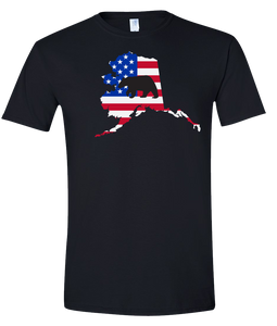 Short Sleeve T-Shirt Alaska Black Black Bear Vibrant Design High Quality Tight Knit Ring Spun Low Maintenance Cotton Printed With The Newest Available Color Transfer Technology