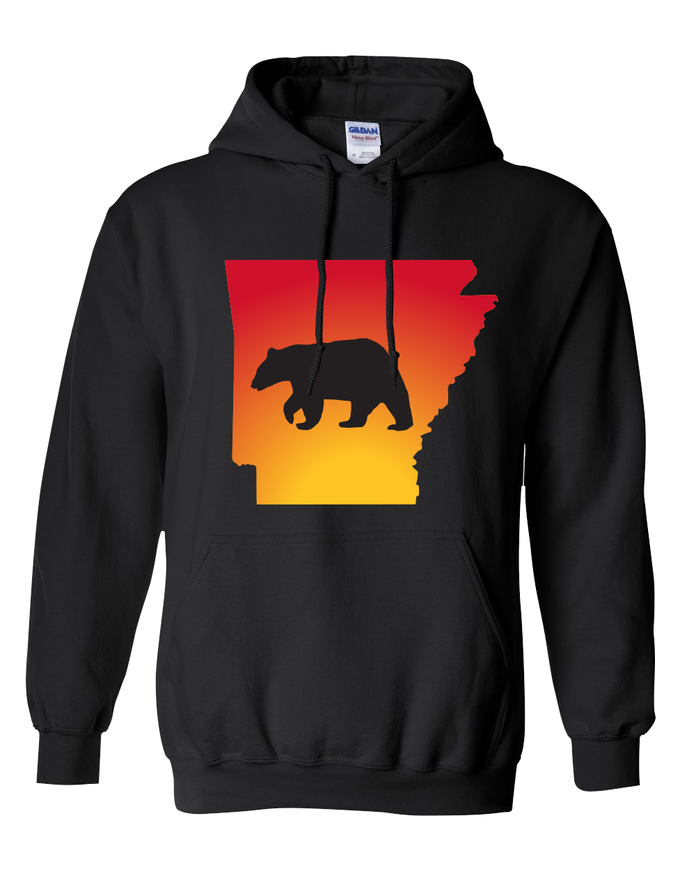 Pullover Hooded Sweatshirt Arkansas Black Black Bear Vibrant Design High Quality Tight Knit Ring Spun Low Maintenance Cotton Printed With The Newest Available Color Transfer Technology