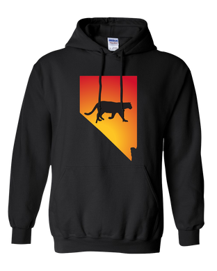 Pullover Hooded Sweatshirt Nevada Black Mountain Lion Vibrant Design High Quality Tight Knit Ring Spun Low Maintenance Cotton Printed With The Newest Available Color Transfer Technology