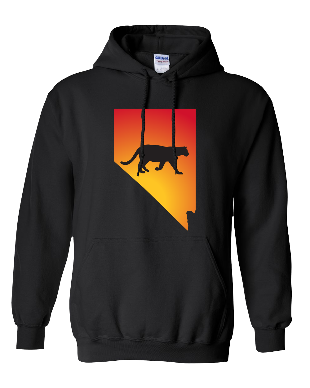 Pullover Hooded Sweatshirt Nevada Black Mountain Lion Vibrant Design High Quality Tight Knit Ring Spun Low Maintenance Cotton Printed With The Newest Available Color Transfer Technology