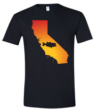 Load image into Gallery viewer, Short Sleeve T-Shirt California Black Large Mouth Bass Vibrant Design High Quality Tight Knit Ring Spun Low Maintenance Cotton Printed With The Newest Available Color Transfer Technology