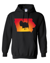 Load image into Gallery viewer, Pullover Hooded Sweatshirt Iowa Black Turkey Vibrant Design High Quality Tight Knit Ring Spun Low Maintenance Cotton Printed With The Newest Available Color Transfer Technology
