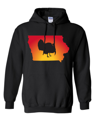Pullover Hooded Sweatshirt Iowa Black Turkey Vibrant Design High Quality Tight Knit Ring Spun Low Maintenance Cotton Printed With The Newest Available Color Transfer Technology