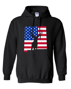 Pullover Hooded Sweatshirt New Mexico Black Mule Deer Vibrant Design High Quality Tight Knit Ring Spun Low Maintenance Cotton Printed With The Newest Available Color Transfer Technology