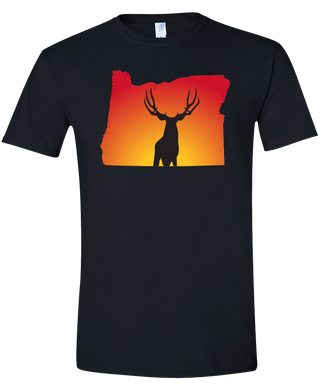 Short Sleeve T-Shirt Oregon Black Mule Deer Vibrant Design High Quality Tight Knit Ring Spun Low Maintenance Cotton Printed With The Newest Available Color Transfer Technology