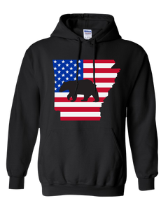Pullover Hooded Sweatshirt Arkansas Black Black Bear Vibrant Design High Quality Tight Knit Ring Spun Low Maintenance Cotton Printed With The Newest Available Color Transfer Technology
