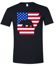 Load image into Gallery viewer, Short Sleeve T-Shirt Arkansas Black Black Bear Vibrant Design High Quality Tight Knit Ring Spun Low Maintenance Cotton Printed With The Newest Available Color Transfer Technology