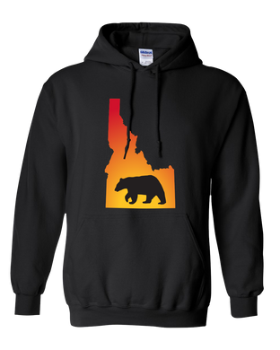 Pullover Hooded Sweatshirt Idaho Black Black Bear Vibrant Design High Quality Tight Knit Ring Spun Low Maintenance Cotton Printed With The Newest Available Color Transfer Technology