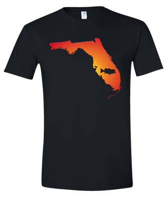 Short Sleeve T-Shirt Florida Black Large Mouth Bass Vibrant Design High Quality Tight Knit Ring Spun Low Maintenance Cotton Printed With The Newest Available Color Transfer Technology