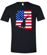 Load image into Gallery viewer, Short Sleeve T-Shirt Arizona Black Mule Deer Vibrant Design High Quality Tight Knit Ring Spun Low Maintenance Cotton Printed With The Newest Available Color Transfer Technology