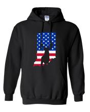 Load image into Gallery viewer, Pullover Hooded Sweatshirt Indiana Black Whitetail Deer Vibrant Design High Quality Tight Knit Ring Spun Low Maintenance Cotton Printed With The Newest Available Color Transfer Technology