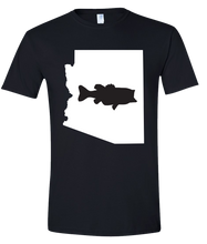 Load image into Gallery viewer, Short Sleeve T-Shirt Arizona Black Large Mouth Bass Vibrant Design High Quality Tight Knit Ring Spun Low Maintenance Cotton Printed With The Newest Available Color Transfer Technology