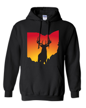 Load image into Gallery viewer, Pullover Hooded Sweatshirt Ohio Black Whitetail Deer Vibrant Design High Quality Tight Knit Ring Spun Low Maintenance Cotton Printed With The Newest Available Color Transfer Technology