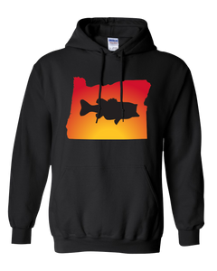 Pullover Hooded Sweatshirt Oregon Black Large Mouth Bass Vibrant Design High Quality Tight Knit Ring Spun Low Maintenance Cotton Printed With The Newest Available Color Transfer Technology