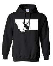 Load image into Gallery viewer, Pullover Hooded Sweatshirt Montana Black Elk Vibrant Design High Quality Tight Knit Ring Spun Low Maintenance Cotton Printed With The Newest Available Color Transfer Technology