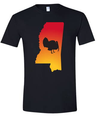 Short Sleeve T-Shirt Mississippi Black Turkey Vibrant Design High Quality Tight Knit Ring Spun Low Maintenance Cotton Printed With The Newest Available Color Transfer Technology