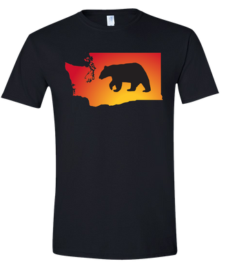 Short Sleeve T-Shirt Washington Black Black Bear Vibrant Design High Quality Tight Knit Ring Spun Low Maintenance Cotton Printed With The Newest Available Color Transfer Technology