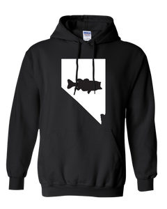 Pullover Hooded Sweatshirt Nevada Black Large Mouth Bass Vibrant Design High Quality Tight Knit Ring Spun Low Maintenance Cotton Printed With The Newest Available Color Transfer Technology