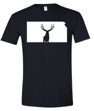 Load image into Gallery viewer, Short Sleeve T-Shirt Kansas Black Mule Deer Vibrant Design High Quality Tight Knit Ring Spun Low Maintenance Cotton Printed With The Newest Available Color Transfer Technology