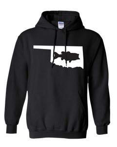 Pullover Hooded Sweatshirt Oklahoma Black Large Mouth Bass Vibrant Design High Quality Tight Knit Ring Spun Low Maintenance Cotton Printed With The Newest Available Color Transfer Technology
